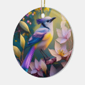 Violet Tufted Yellow Breasted Fantasy Bird Keramisch Ornament (Links)