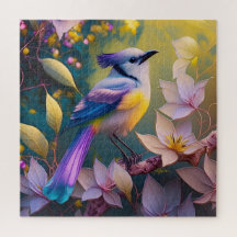 Violet Tufted Yellow Breasted Fantasy Bird