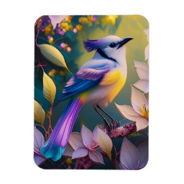 Violet Tufted Yellow Breasted Fantasy Bird Magneet