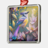 Violet Tufted Yellow Breasted Fantasy Bird Metalen Ornament (Links)