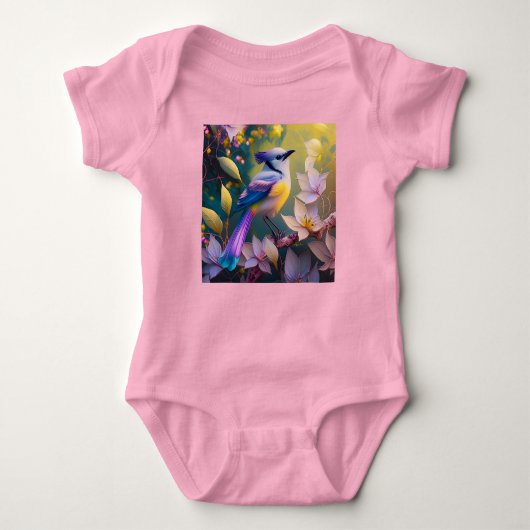 Violet Tufted Yellow Breasted Fantasy Bird Romper (Voorkant)