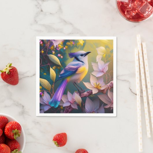 Violet Tufted Yellow Breasted Fantasy Bird Servet (Insitu)