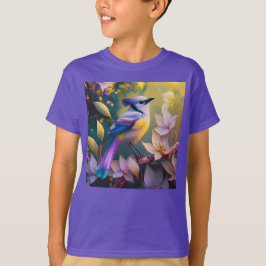 Violet Tufted Yellow Breasted Fantasy Bird T-shirt