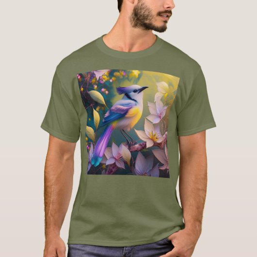 Violet Tufted Yellow Breasted Fantasy Bird T-shirt (Voorkant)