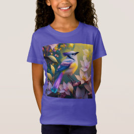 Violet Tufted Yellow Breasted Fantasy Bird T-shirt