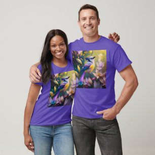 Violet Tufted Yellow Breasted Fantasy Bird T-shirt