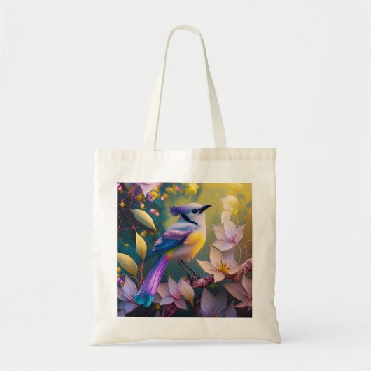 Violet Tufted Yellow Breasted Fantasy Bird Tote Bag (Voorkant)