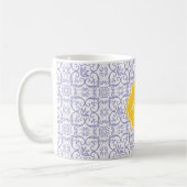 Violet Tulip Damask Monogram Mok (Links)