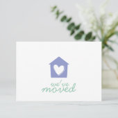 Violet Tulip Heart House Housewarming Party Invite Kaart (Staand voorkant)