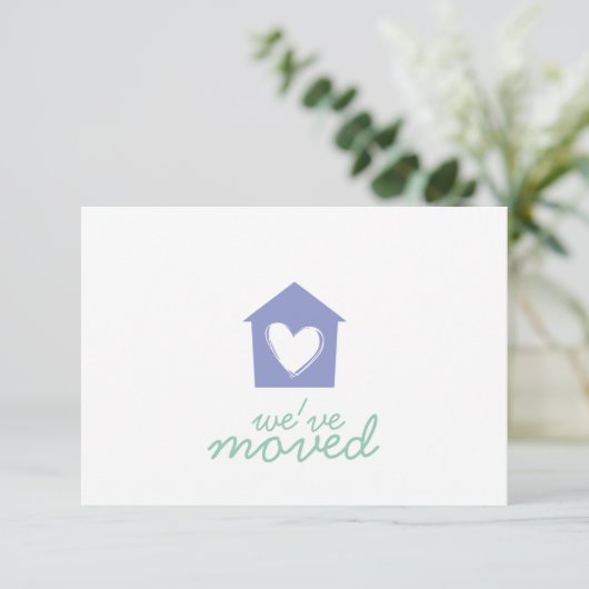 Violet Tulip Heart House Housewarming Party Invite Kaart (Staand voorkant)