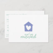 Violet Tulip Heart House Housewarming Party Invite Kaart (Voorkant / Achterkant)