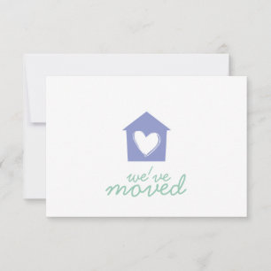 Violet Tulip Heart House Housewarming Party Invite Kaart