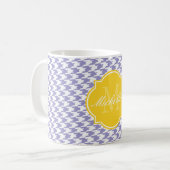 Violet Tulip Houndstooth Monogram Mok (Voorkant links)