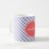 Violet Tulip Houndstooth Monogram Mok (Voorkant links)