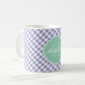 Violet Tulip Houndstooth Monogram Mok (Voorkant links)
