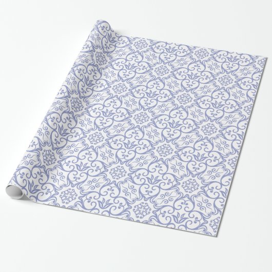 Violet Tulip & White Damask Gift Wrap Cadeaupapier (Uitgerold)