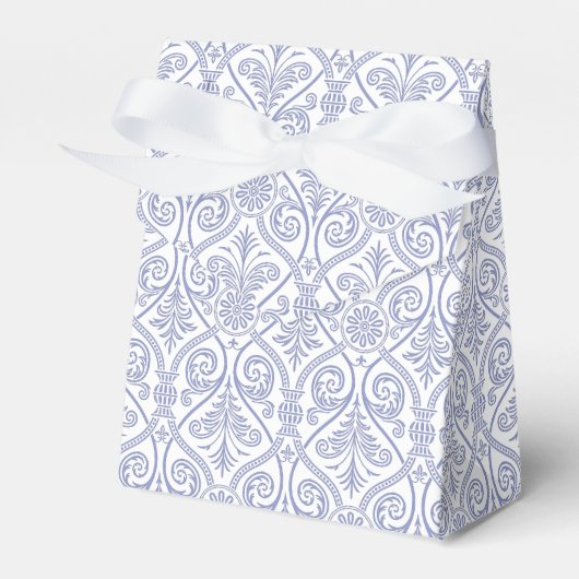 Violet Tulip & White Damask Pattern-draagtas Bedankdoosjes (Voorkant Zijde)