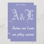 Violet Tulip & White Wedding Invitation Kaart (Voorkant / Achterkant)