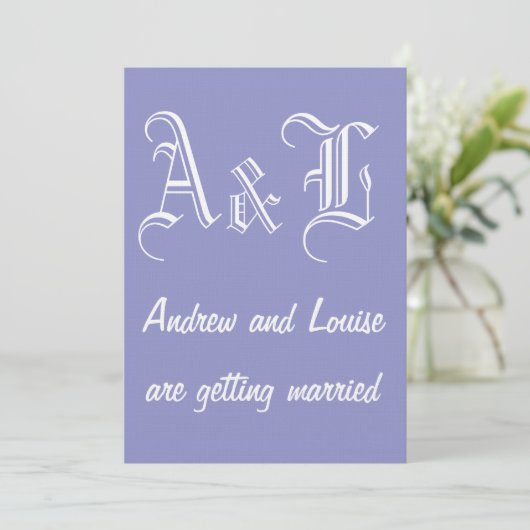 Violet Tulip & White Wedding Invitation Kaart (Staand voorkant)