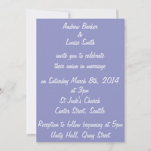 Violet Tulip & White Wedding Invitation Kaart (Achterkant)