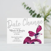 Violet, Turquoise Pansies Trouwdatum Veranderen Advieskaart (Staand voorkant)