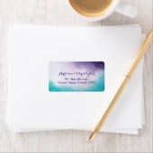 Violet & Turquoise Waterverf gepersonaliseerd Etiket (Insitu)