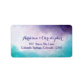 Violet & Turquoise Waterverf gepersonaliseerd Etiket (Voorkant)