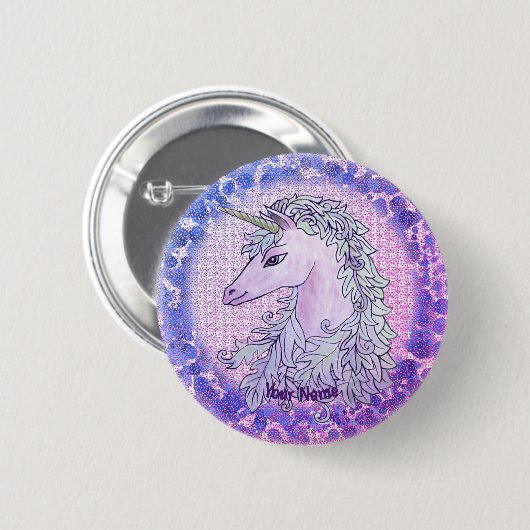 Violet Unicorn pin Ronde Button 5,7 Cm (Voorkant /achterkant)
