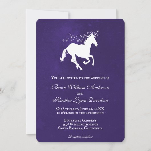 Violet Unicorn Weddenschap Kaart (Voorkant)