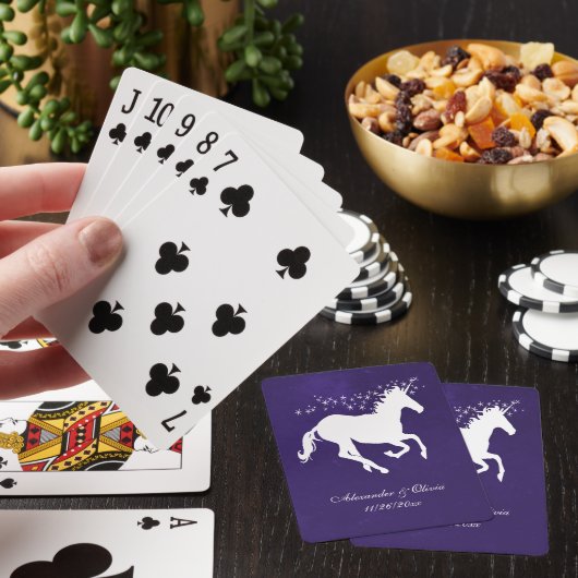 Violet Unicorn Wedding Favor Card Deck Pokerkaarten (Insitu)
