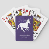Violet Unicorn Wedding Favor Card Deck Pokerkaarten (Achterkant)