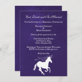 Violet Unicorn Wedding Rehearsal Dinner Invite Kaart (Voorkant / Achterkant)