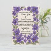 Violet Veil Photo Wedding Invitation Kaart (Staand voorkant)