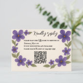 Violet Veil QR Code RSVP Card Kaartje (Staand voorkant)