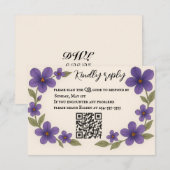 Violet Veil QR Code RSVP Card Kaartje (Voorkant / Achterkant)