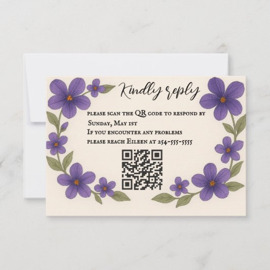 Violet Veil QR Code RSVP-kaart RSVP Kaartje (Voorkant)