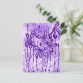 Violet Verf Splatter & Lelies Briefkaart (Staand voorkant)