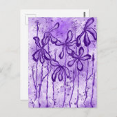 Violet Verf Splatter & Lelies Briefkaart (Voorkant / Achterkant)