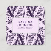Violet verlaat polka stippen roze florale roze vierkante visitekaartje (Voorkant)