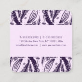 Violet verlaat polka stippen roze florale roze vierkante visitekaartje (Achterkant)