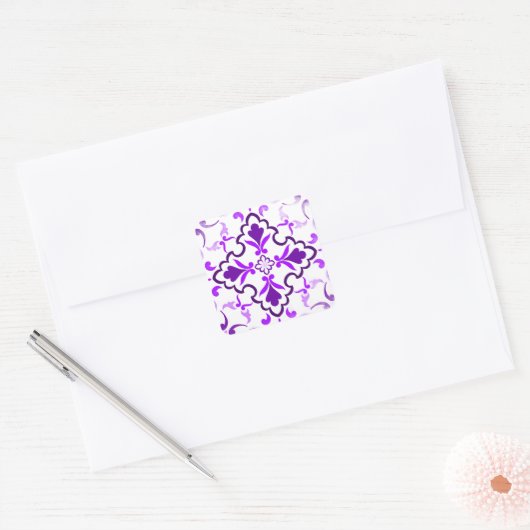 Violet Vierkante Sticker (Envelop)