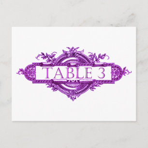 Violet Vintage Wedding Reception Table Numbers Briefkaart