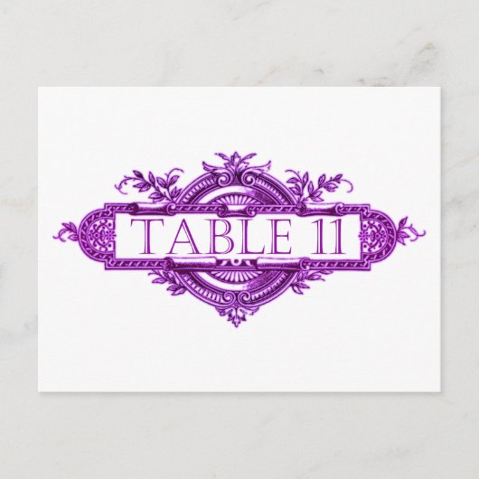 Violet Vintage Wedding Reception Table Numbers Briefkaart (Voorkant)