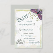 Violet Vlinder Aquarel RSVP Kaartje (Voorkant / Achterkant)