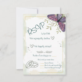 Violet Vlinder Aquarel RSVP Kaartje