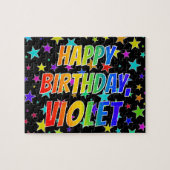 "VIOLET" Voornaam, Fun "HAPPY BIRTHDAY" Legpuzzel (Horizontaal)
