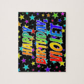 "VIOLET" Voornaam, Fun "HAPPY BIRTHDAY" Legpuzzel (Verticaal)
