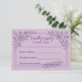Violet Vows Traditional Wedding RSVP Card (Staand voorkant)