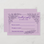 Violet Vows Traditional Wedding RSVP Card (Voorkant / Achterkant)