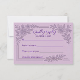 Violet Vows Traditional Wedding RSVP Card